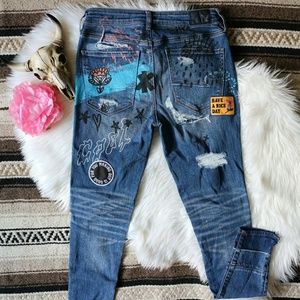 american eagle painted jeans